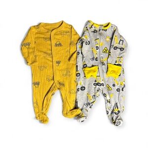 Set of 2 baby boy footed pajamas. | 0-3 months